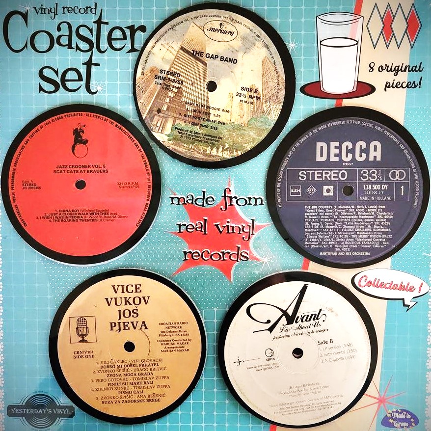 Yesterday's Vinyl - Paliktņu komplekts, veidots no vecām skaņuplatēm (8gb) (Coaster set made from old vinyl (8pcs))