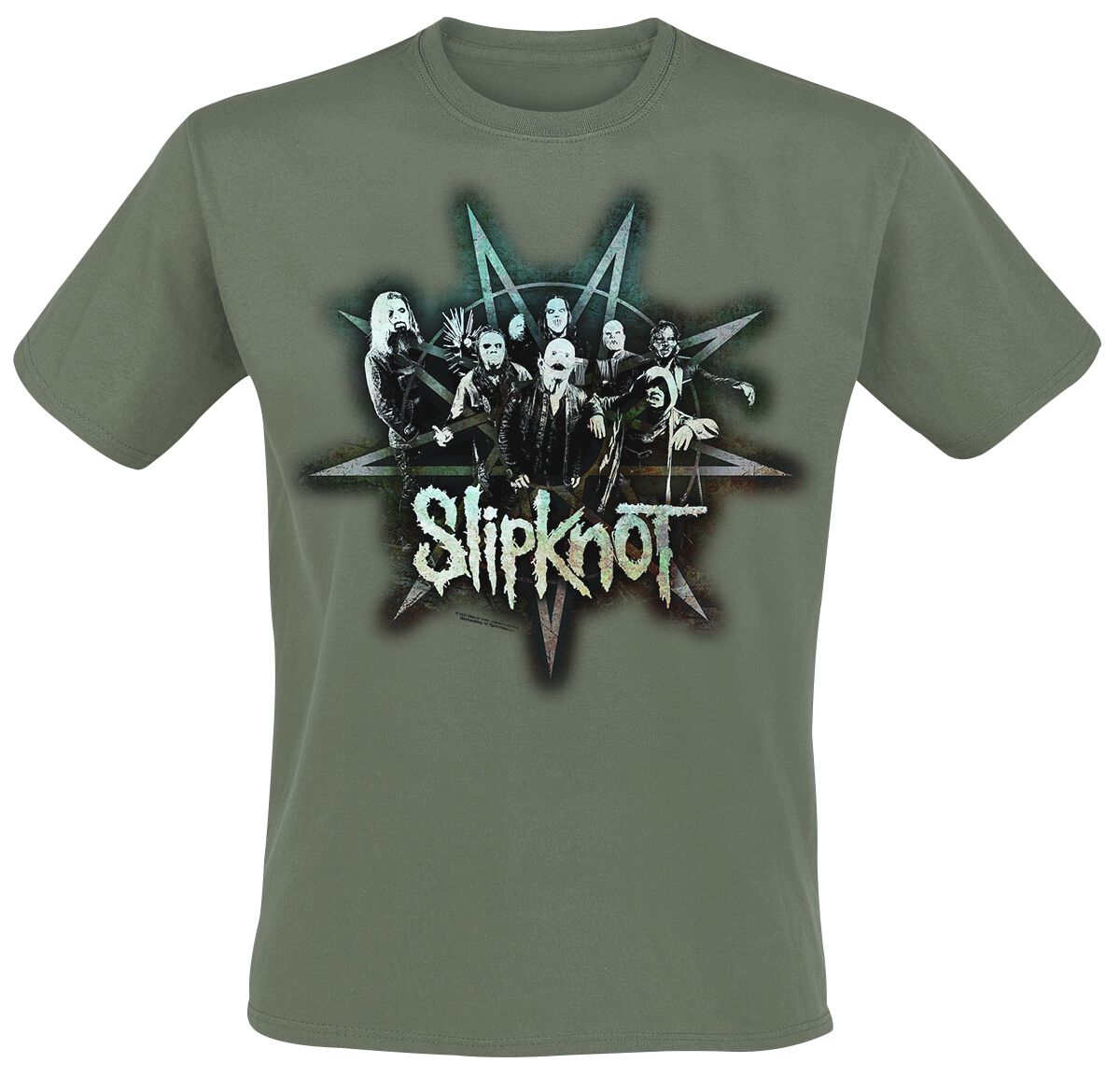 Slipknot - T-Shirt Group Star Olive