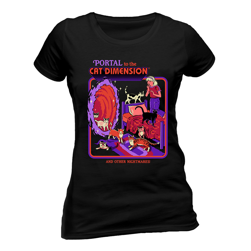 Steven Rhodes - Portal To Cat Dimension - Ladies Fitted T-Shirt
